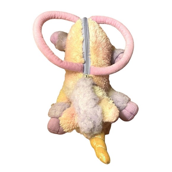 Vtg Girls Unicorn Plush Purse Bag Stuffed Animal Purple Multicolored P3 - Picture 1 of 7